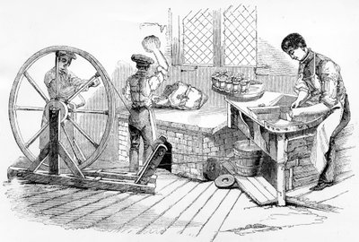 En dag på Royal Porcelain Works, Worcester, 1843 af English School