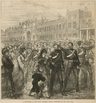 En afdeling af Royal Artillery forlader Woolwich til Gold Coast af English School