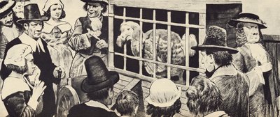 En dodo, der udstilles i det syttende århundredes England (litho) af English School