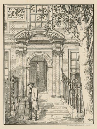 En døråbning på Kings Bench Walk in the Temple af English School