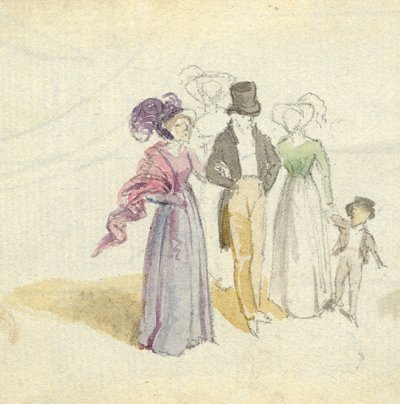 En familievandring, ca. 1825 (wc på papir) af English School