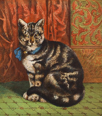 En moderigtig kat (farvelitografi) af English School