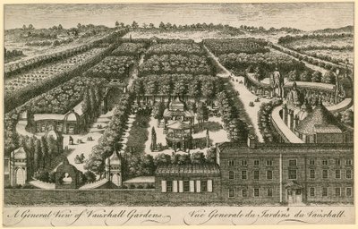 Et generelt billede af Vauxhall Gardens, London af English School