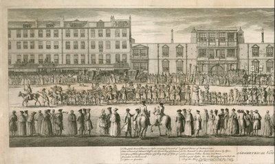 En geometrisk visning af den store procession af Scald Miserable Masons, Somerset House, London af English School