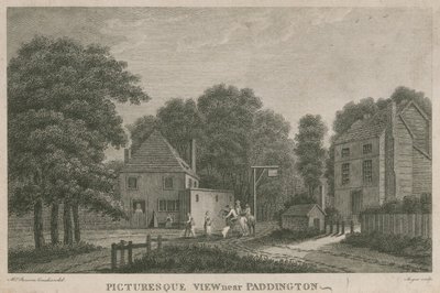 En malerisk udsigt nær Paddington, Middlesex af English School