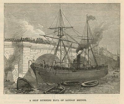 Ein Schiff kollidiert mit der London Bridge von English School