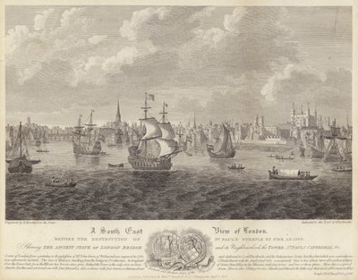 En sydøstlig udsigt over London (gravering) af English School