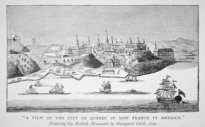 Udsigt over byen Quebec i New France i Amerika af English School