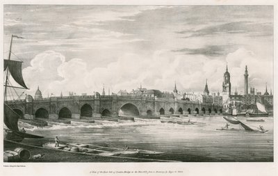 En udsigt over østsiden af London Bridge i år 1827 af English School