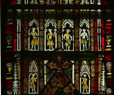 Ein Fenster in der Marienkapelle, Darstellung von Baldachinfiguren von English School