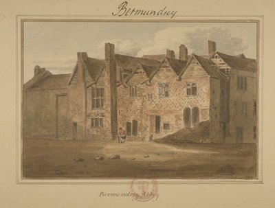 Abbey of St Saviour, Bermondsey, 1809 (wc på papir) af English School