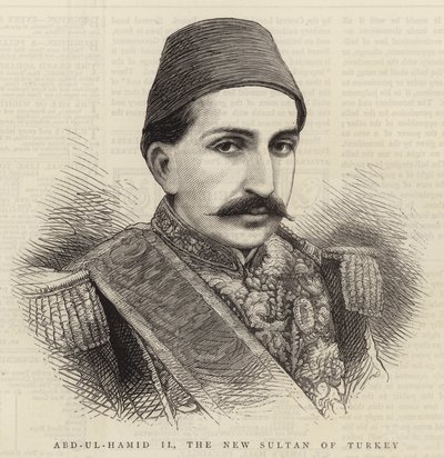 Abd-ul-Hamid II, den nye sultan af Tyrkiet (kobberstik) af English School