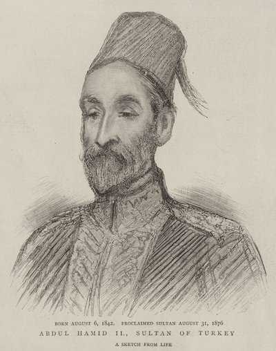 Abdul Hamid II., Sultan der Türkei (Gravur) von English School