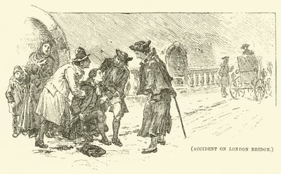 Ulykke på London Bridge (gravering) af English School