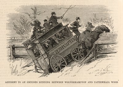 Unfall eines Omnibusses zwischen Wolverhampton und Tattenhall Wood von English School