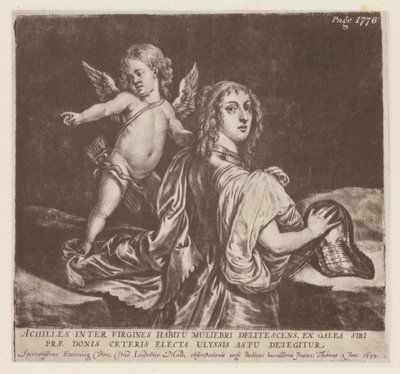 Achilleus og Amor (litho) af English School