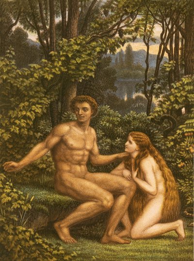 Adam og Eva, hvor Eva viser sin lydighed af English School