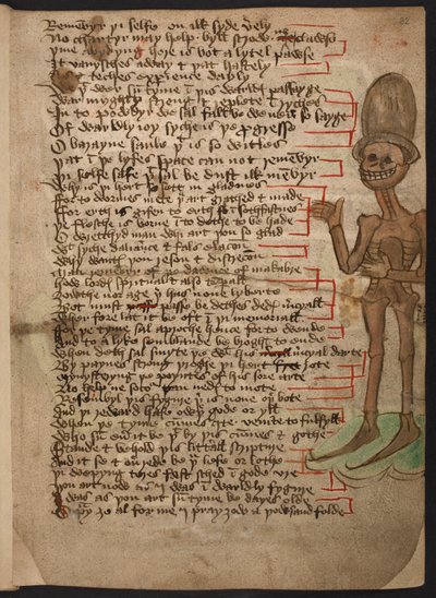 Tilføj 37049 f.32 Marginalbillede af et grinende skelet, der vinker og bærer en høj hat, der illustrerer 