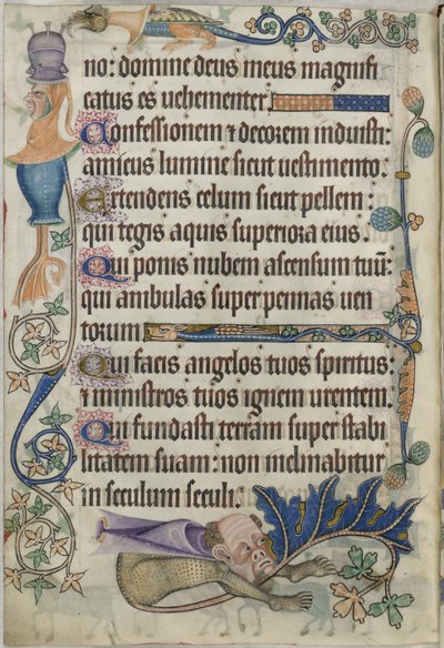 Tilføje. 42130, f.182v Salme 103, med grotesker, fra 