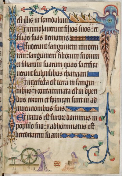 Tilføje. 42130, f.193, Salme 105, Kvinder, der spinder og karter uld, fra 