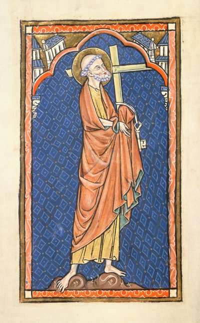 Tilføj 50000 f.7v St. Peter, fra Oscott Psalter, ca. 1270 (vellum) af English School