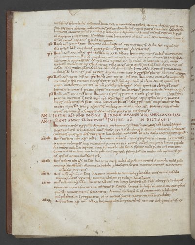 Tilføj MS 16974 f.112v Eusebius af Cæsarea, Chronicon, med tilføjelser fra Sankt Hieronymus, Prosper fra Aquitaine, Marius fra Avenches og en anonym forfatter (vellum) af English School