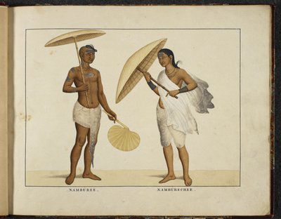 Tilføj eller 1335 Two Kerala Brahmins, ca. 1828 (håndfarvet litho) af English School