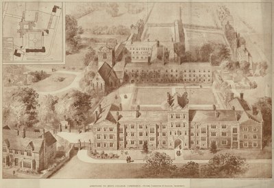 Tilføjelser til Jesus College, Cambridge (gravering) af English School