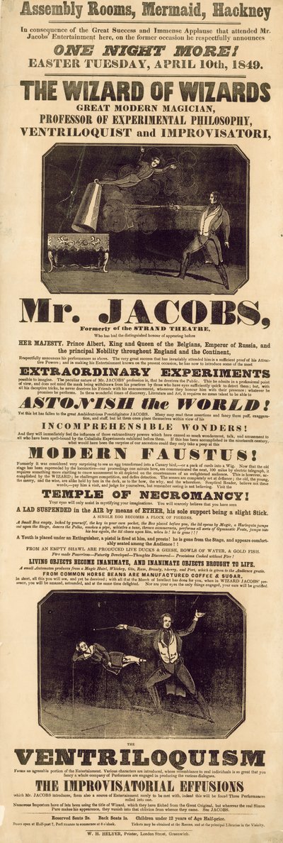 Annonce for hr. Jacobs, tryllekunstner og bugtaler af English School