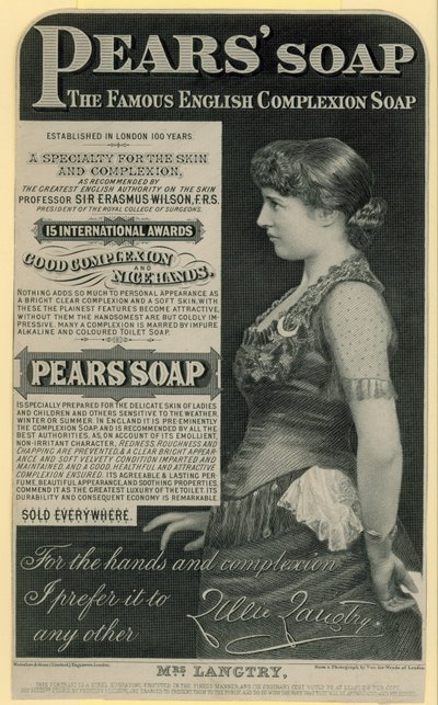 Annonce for Pears Soap med skuespillerinden Lillie Langtry af English School