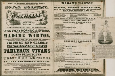 Annonce for The Walhalla, Leicester Square, under ledelse af Madame Warton af English School