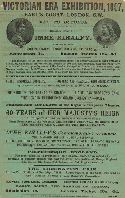 Annonce for Victorian Era Exhibition, 1897, ved Earls Court af English School