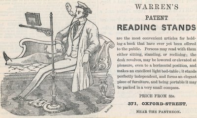 Annonce for Warrens Patent Reading Stands af English School
