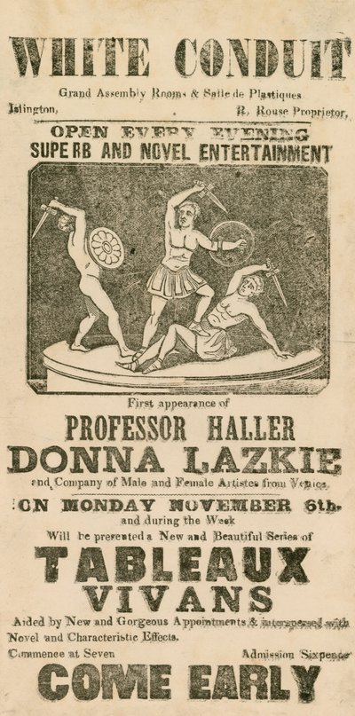 Annonce for underholdning i White Conduit House, Islington, London af English School