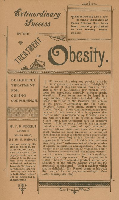 Werbung für Behandlung von Fettleibigkeit von English School