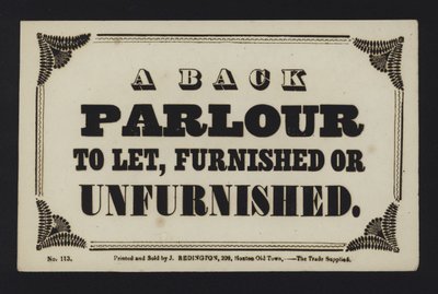 Annonce: En bagstue til leje, møbleret eller umøbleret (type) af English School