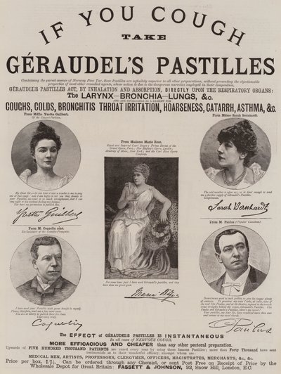 Annonce, Geraudels Pastiller (gravering) af English School
