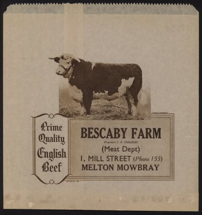 Annonce for Bescaby Farm oksekød af English School