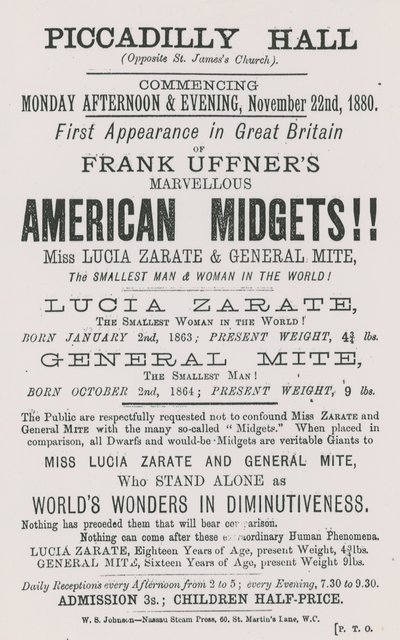 Annonce for Frank Uffners American Midgets af English School