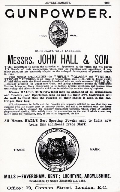 Annonce for Krudt af Mrs. John Hall & Son (litho) af English School