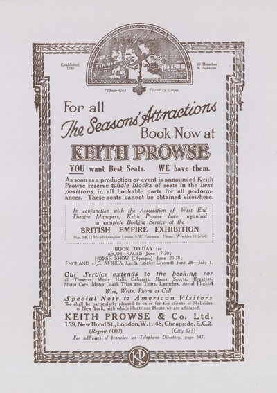 Annonce for Keith Prowse af English School