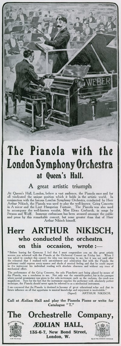 Annonce for pianola af English School
