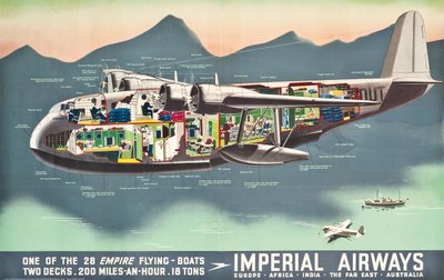 Advertising poster for the "Flying Boats" of Imperial Airways, 1937dani af English School