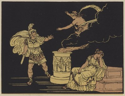 Aeneas og Helena (farvelitografi) af English School