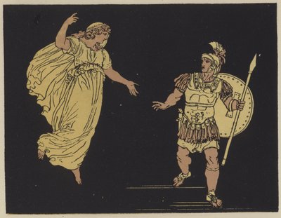 Aeneas og skyggen af Creusa (farve litho) af English School