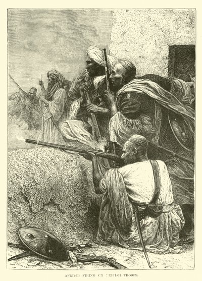 Afridis firing on British troops  af English School