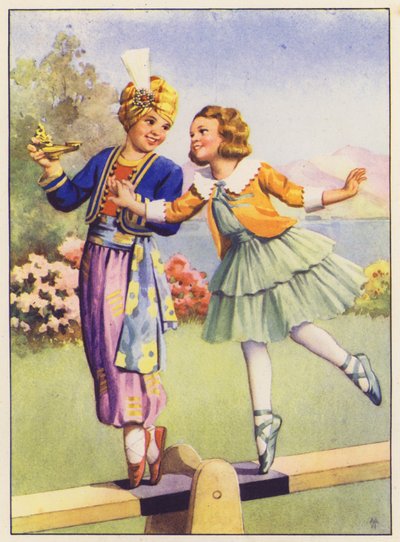 Aladdin og Margery Daw (farvelitografi) af English School