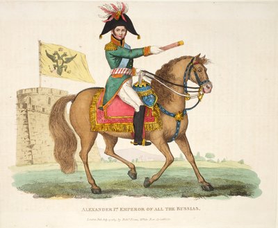 Alexander I, Kejser af alle Rusland, pub. af Richard Evans, graveret af Romney, illustration fra An Historical Account of the Battle of Waterloo af William Mudford, 1816 af English School