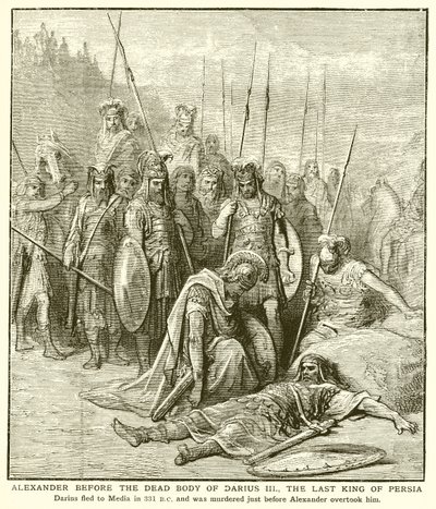 Alexander før det døde legeme af Darius III, den sidste konge af Persien af English School
