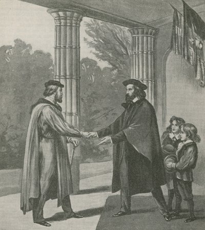 Alfred, Lord Tennyson, byder Giuseppe Garibaldi velkommen til sit hjem på Isle of Wight af English School